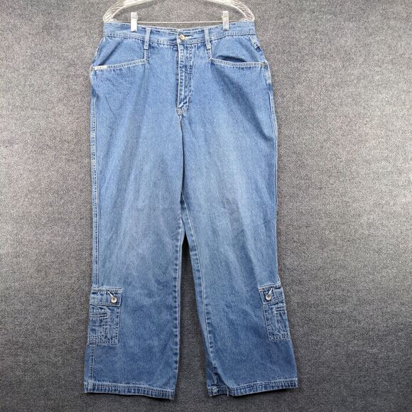 R.V.T Women's Serve Piping Hot Straight Leg Jeans Blue Plus 18 Flap Pocket - Picture 2 of 11